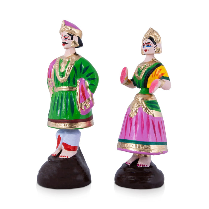 Raja Rani Paper Mache Golu Bommai Pair - 9 x 3.5 Inches | Giri Golu Doll/ Navaratri Golu Bomma/Gombe/Bommai