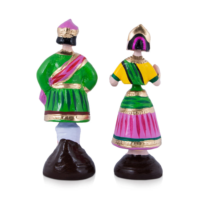 Raja Rani Paper Mache Golu Bommai Pair - 9 x 3.5 Inches | Giri Golu Doll/ Navaratri Golu Bomma/Gombe/Bommai