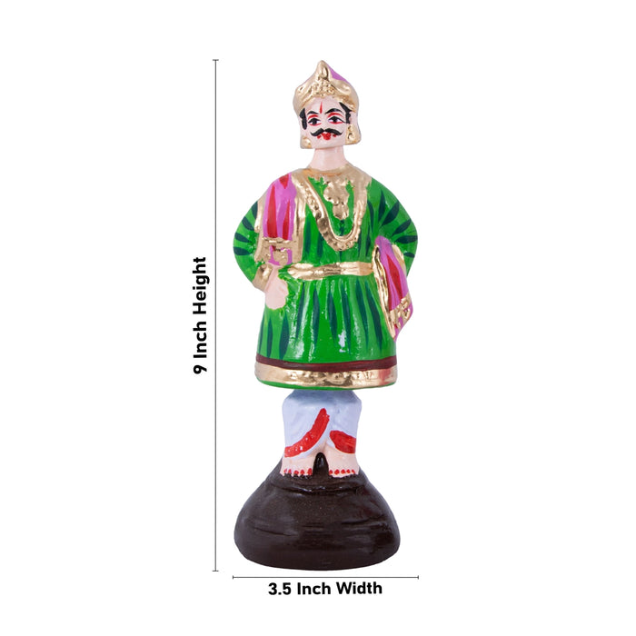 Raja Rani Paper Mache Golu Bommai Pair - 9 x 3.5 Inches | Giri Golu Doll/ Navaratri Golu Bomma/Gombe/Bommai