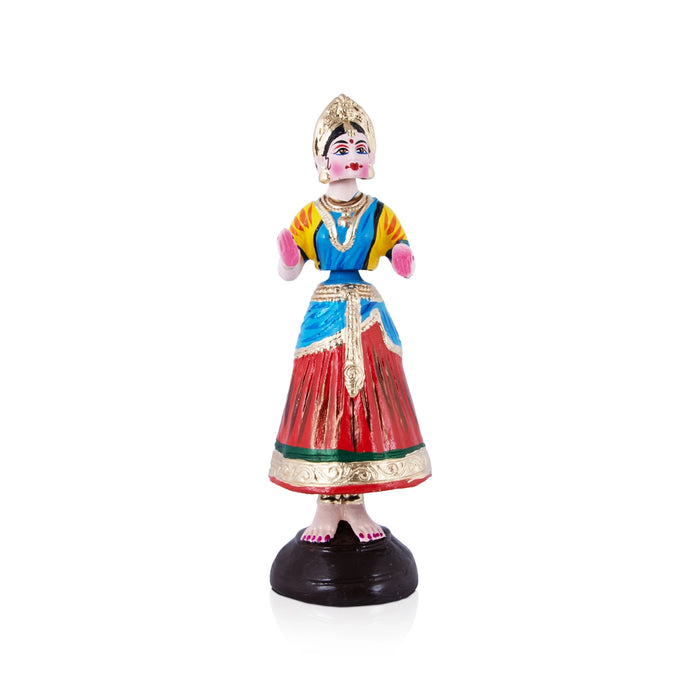 Dancing Doll Paper Mache Golu Bommai - 15 x 4.5 Inches | Giri Golu Doll/ Navaratri Golu Bomma/Gombe/Bommai