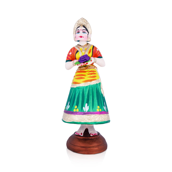 Welcome Dancing Doll Paper Mache Golu Bommai - 15 x 5 Inches | Giri Golu Doll/ Navaratri Golu Bomma/Gombe