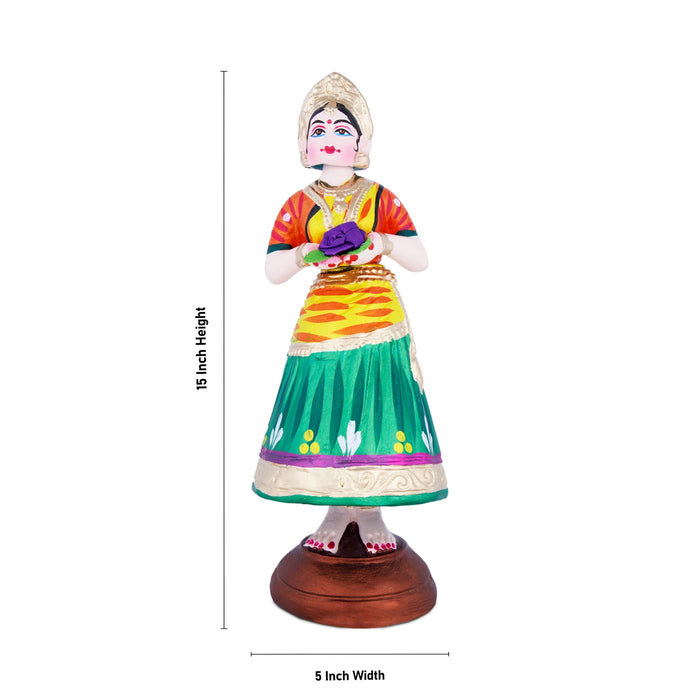 Welcome Dancing Doll Paper Mache Golu Bommai - 15 x 5 Inches | Giri Golu Doll/ Navaratri Golu Bomma/Gombe