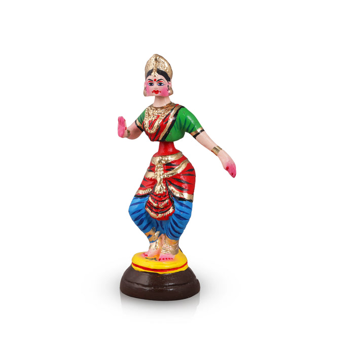 Bharatanatyam Dance Doll Paper Mache Golu Bommai - 12 x 6 Inches | Giri Golu Doll/ Navaratri Golu Bomma/Gombe