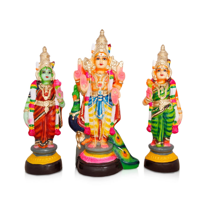 Murugan Valli Deivanai Statue Paper Mache Golu Bommai Set - 16 X 7 Inches | Giri Golu Doll/ Navaratri Gombe
