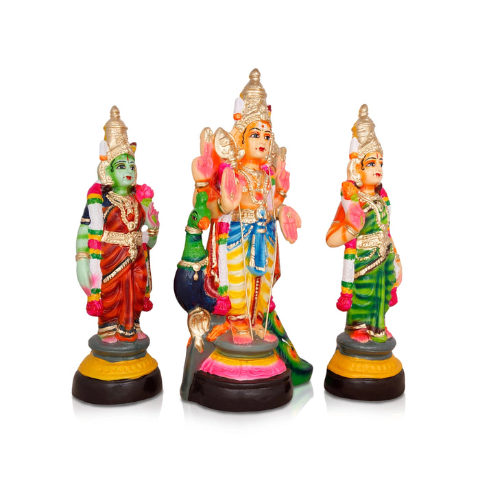 Murugan Valli Deivanai Statue Paper Mache Golu Bommai Set - 16 X 7 Inches | Giri Golu Doll/ Navaratri Gombe