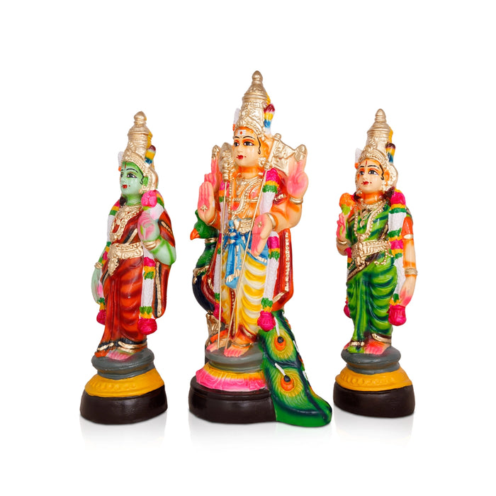 Murugan Valli Deivanai Statue Paper Mache Golu Bommai Set - 16 X 7 Inches | Giri Golu Doll/ Navaratri Gombe