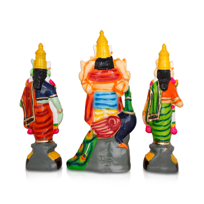 Murugan Valli Deivanai Statue Paper Mache Golu Bommai Set - 16 X 7 Inches | Giri Golu Doll/ Navaratri Gombe
