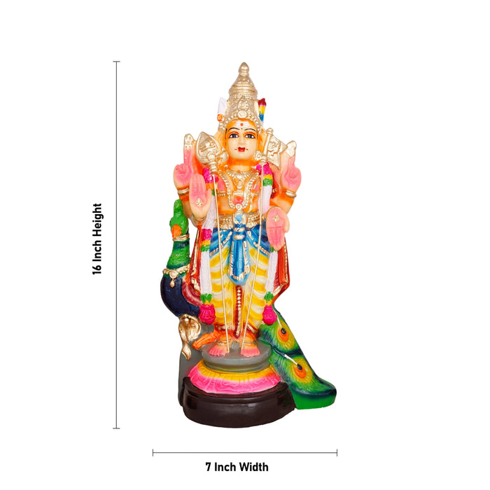 Murugan Valli Deivanai Statue Paper Mache Golu Bommai Set - 16 X 7 Inches | Giri Golu Doll/ Navaratri Gombe