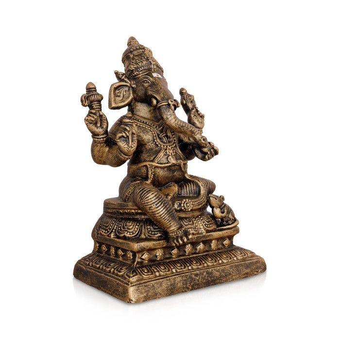 Ganesha Paper Mache Brass Antique Finish Golu Bommai - 11 x 7.75 Inches | Giri Golu Doll/ Navaratri Golu Bomma