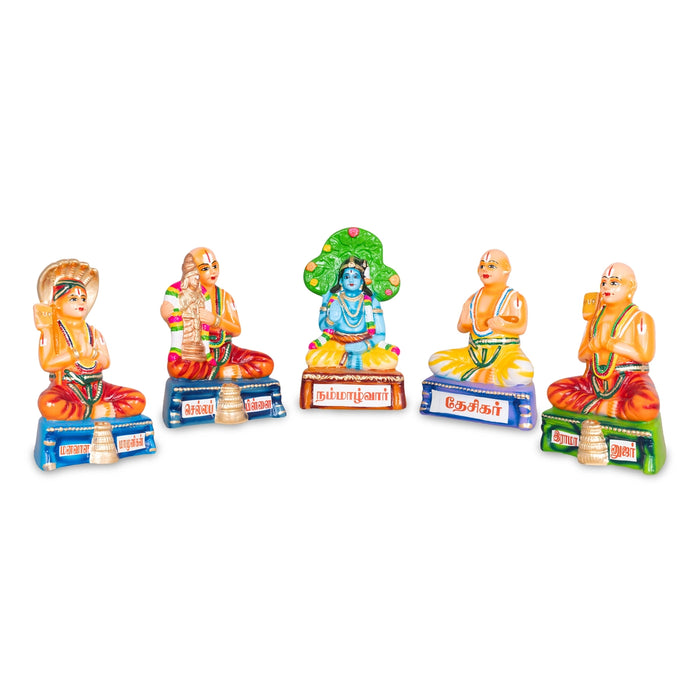 Azhvargal Paper Mache Golu Bommai Set - 12 X 7 Inches | Giri Golu Doll/ Alvars Navaratri Gombe/ Navratri Decor