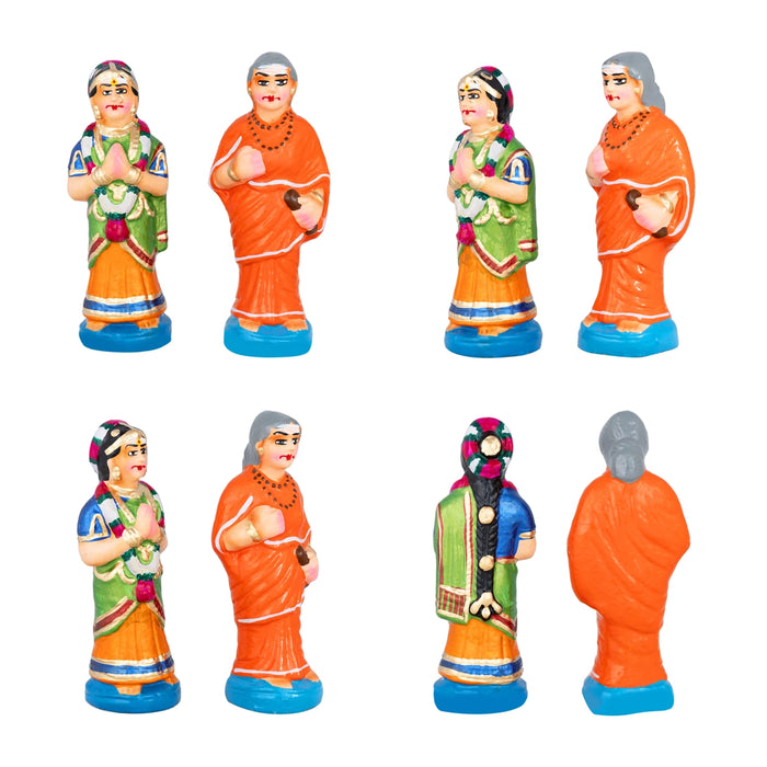Ganesh Murti With Avvaiyar Clay Golu Bommai Set-10X8 Inches | Navaratri Golu Gombe/Giri Golu Doll/Navratri Decor