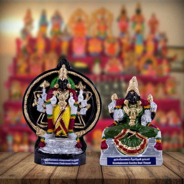 Kumbakonam Chakrapani Thayar Clay Golu Bommai Pair - 12 x 9 Inches | Giri Golu Doll/ Navaratri Golu Bomma/Gombe