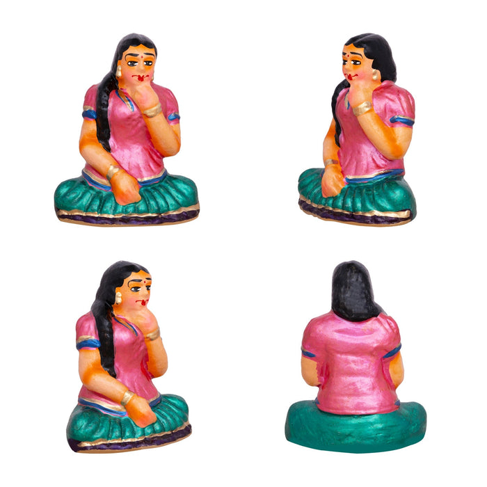 Carrom Game Clay Golu Bommai Set - 5 X 3.5 Inches | Giri Golu Doll/ Navaratri Gombe/ Navratri Decor