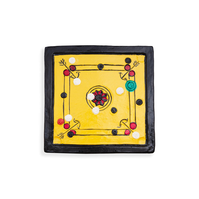 Carrom Game Clay Golu Bommai Set - 5 X 3.5 Inches | Giri Golu Doll/ Navaratri Gombe/ Navratri Decor