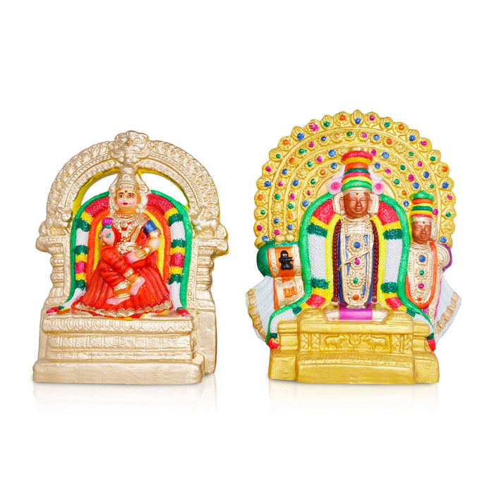 Kamalambikai Thyagaraja Clay Golu Bommai Pair-11 X 9 Inches | Navaratri Golu Gombe/Giri Golu Doll/Navratri Decor