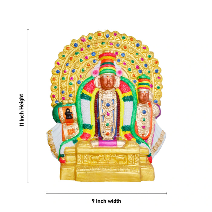 Kamalambikai Thyagaraja Clay Golu Bommai Pair-11 X 9 Inches | Navaratri Golu Gombe/Giri Golu Doll/Navratri Decor