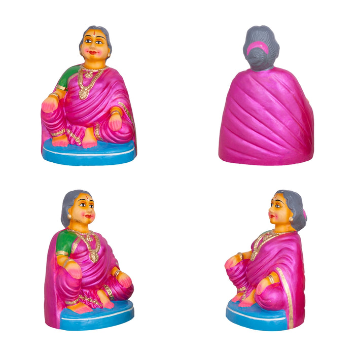 Thatha Patti Clay Golu Bommai Pair - 9 x 6 Inches | Giri Golu Doll / Navaratri Golu Bomma / Gombe / Dasara Doll