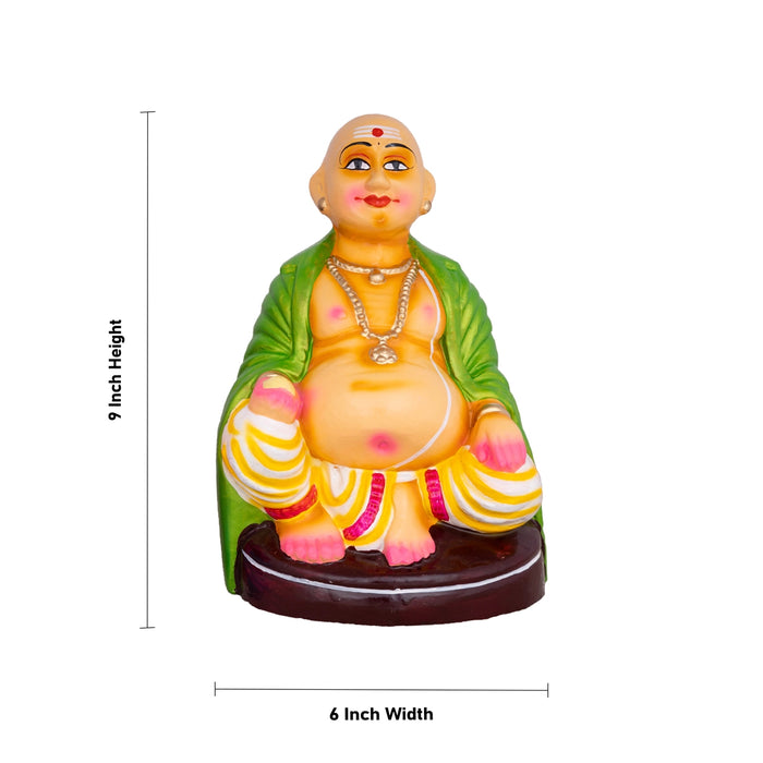Thatha Patti Clay Golu Bommai Pair - 9 x 6 Inches | Giri Golu Doll / Navaratri Golu Bomma / Gombe / Dasara Doll