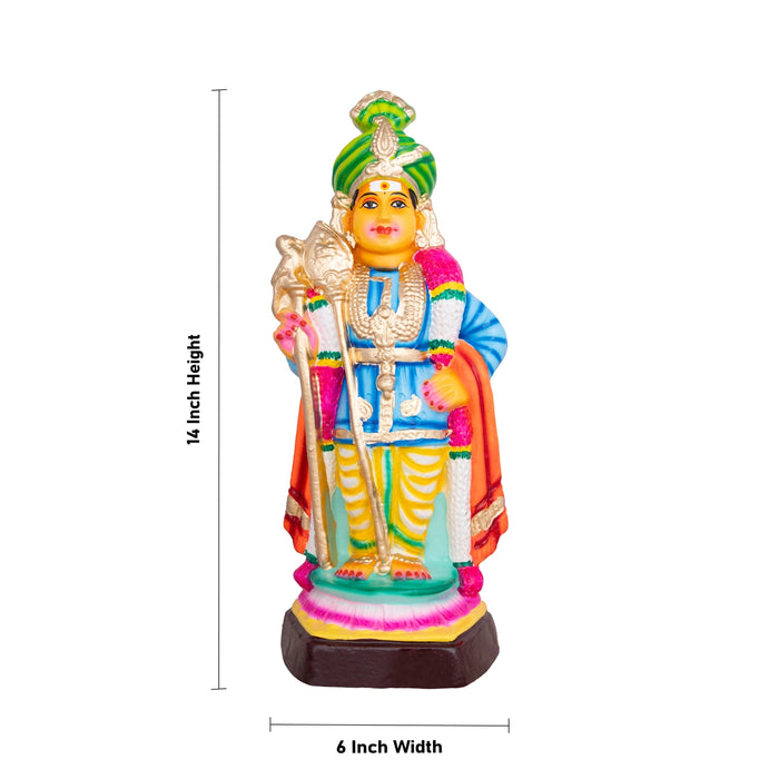 Murugan Raja Alankaram Clay Golu Bommai - 14 x 6 Inches | Giri Golu Doll/ Navaratri Golu Bomma/ Gombe/ Bommai