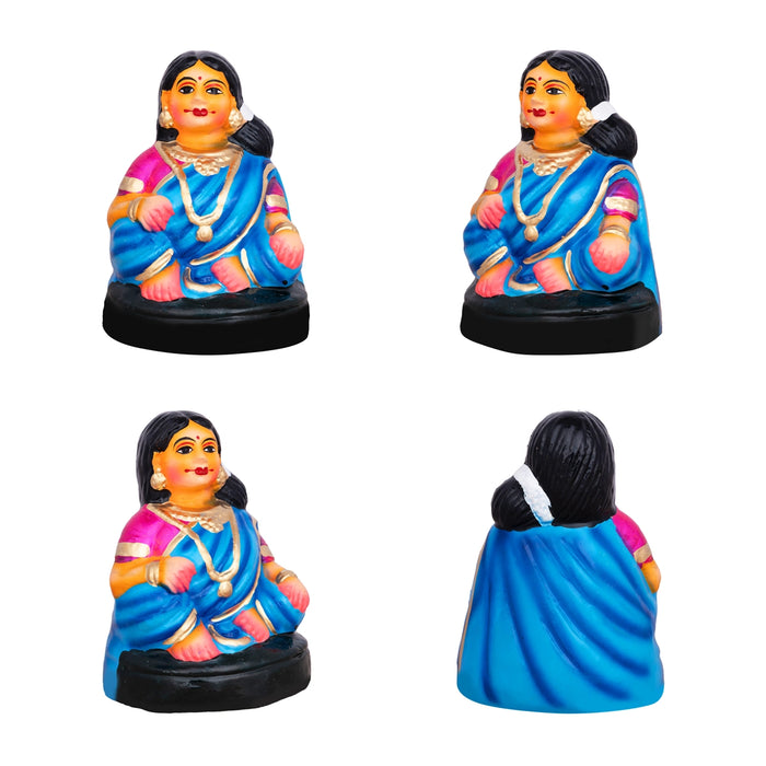 Thatha Patti Clay Golu Bommai Pair - 6 X 4 Inches | Navaratri Golu Gombe/ Giri Golu Doll/ Navratri Decor