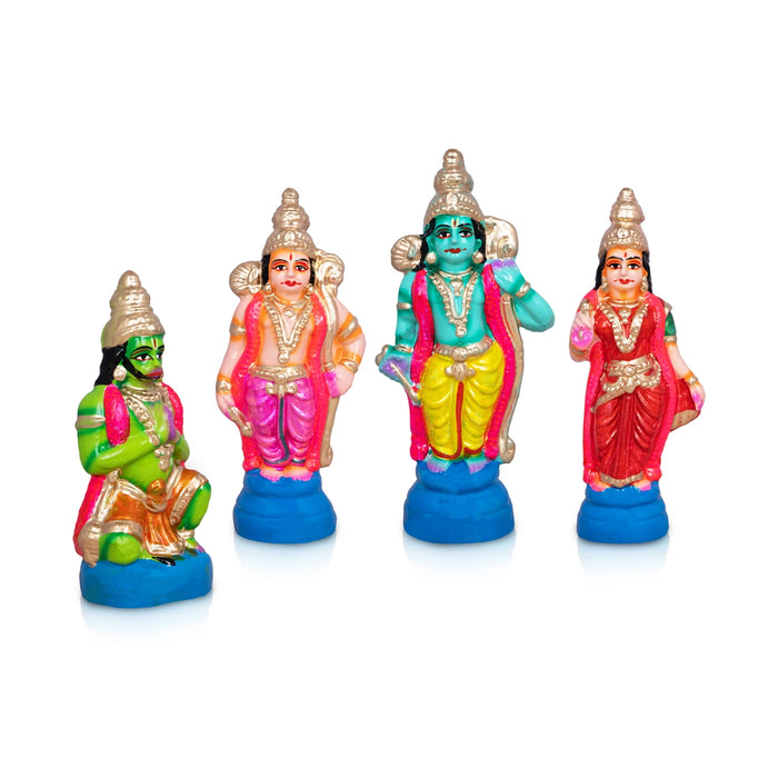 Ramar Clay Golu Bommai Set - 7 x 3 Inches | 4 Pcs/ Giri Golu Doll/ Navaratri Kolu Bommalu/ Gombe
