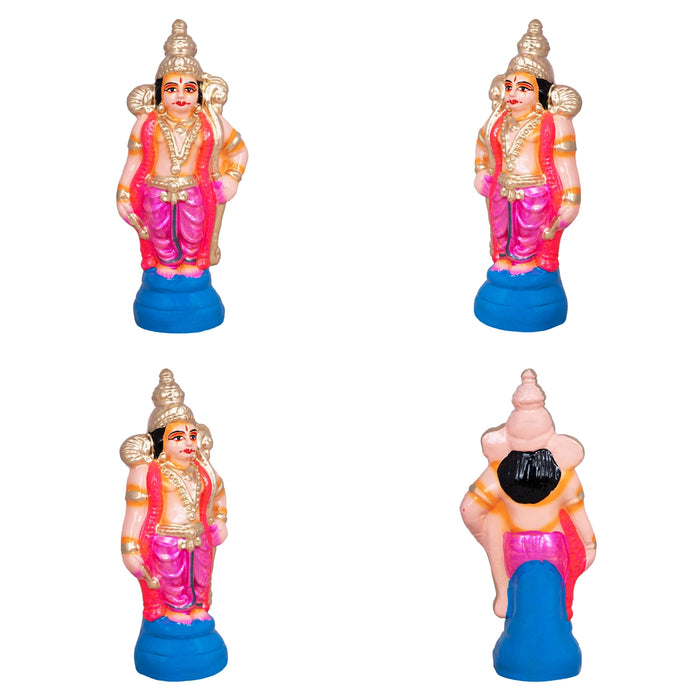 Ramar Clay Golu Bommai Set - 7 x 3 Inches | 4 Pcs/ Giri Golu Doll/ Navaratri Kolu Bommalu/ Gombe