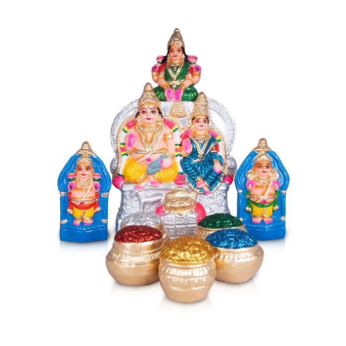 Kubera Lakshmi Statue Clay Golu Bommai Set- 12 X 7.5 Inches | Navaratri Golu Gombe/Giri Golu Doll/Navratri Decor