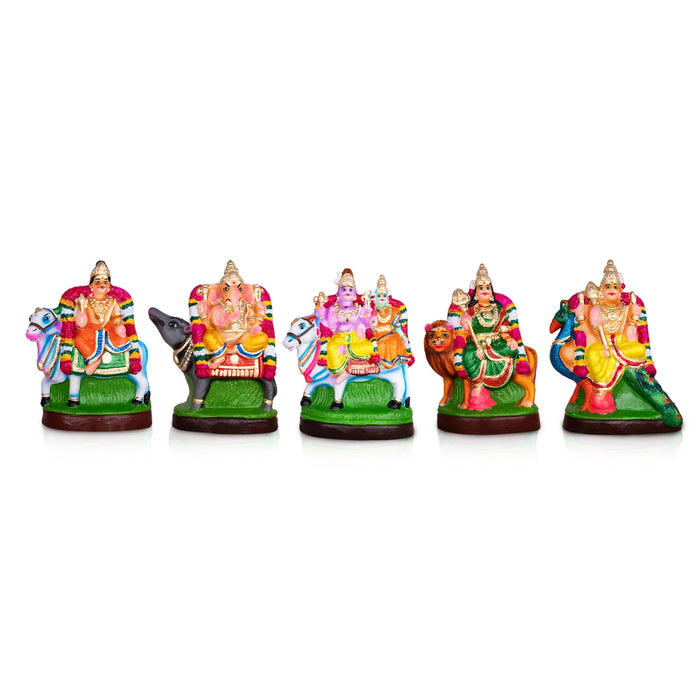 Pancha Moorthigal Clay Golu Bommai Set- 9 X 7 Inches | Navaratri Golu Gombe/Giri Golu Doll/Navratri Decoration
