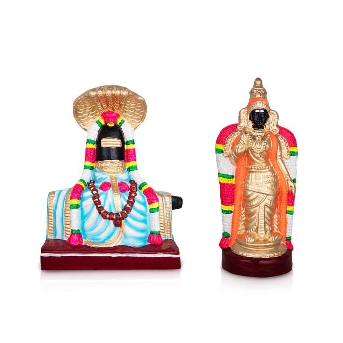 Nellaiappar Kanthimathi Clay Golu Bommai Pair- 9 X 7 Inches | Navaratri Golu Gombe/Giri Golu Doll/Navratri Decor