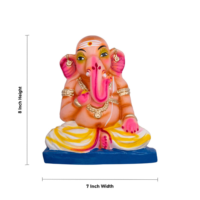 Ganesh Murti Bhojanam Clay Golu Bommai Set - 8 X 7 Inches | Navaratri Gombe/ Giri Golu Doll/ Navratri Decor