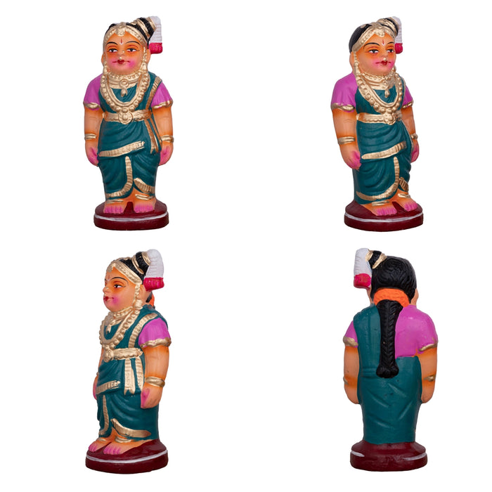Young Couple Clay Golu Bommai Pair - 7 X 3 Inches | Navaratri Golu Gombe/ Giri Golu Doll/ Navratri Decoration