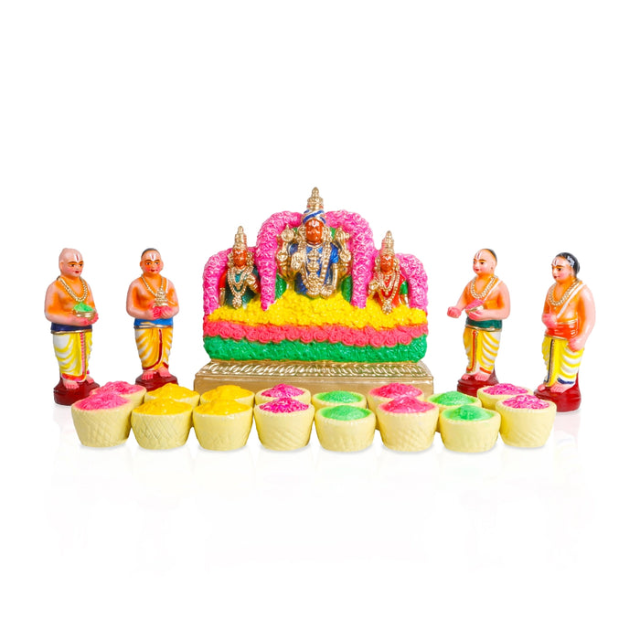 Pushpayagam Clay Golu Bommai Set - 10 x 10.5 Inches | Giri Golu Doll/ Navaratri Golu Bomma/ Gombe/ Bommai