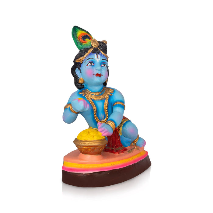 Laddu Krishna Clay Golu Bommai - 15 x 11 Inches | Giri Golu Doll/ Navaratri Kolu Bomma/ Gombe/ Bommai