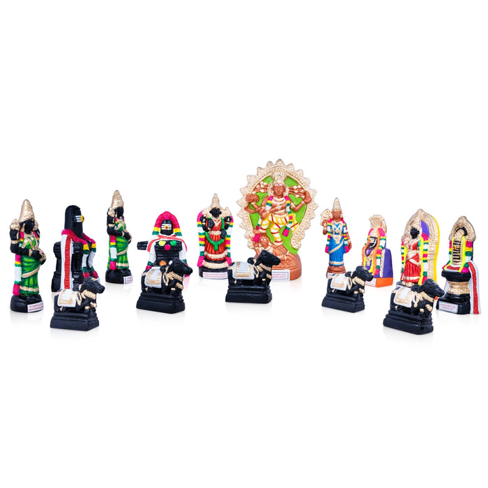 Pancha Bootha Sthalangal Clay Golu Bommai Set - 11 x 7 Inches | Giri Golu Doll/ Gombe/ Navaratri Golu Bomma