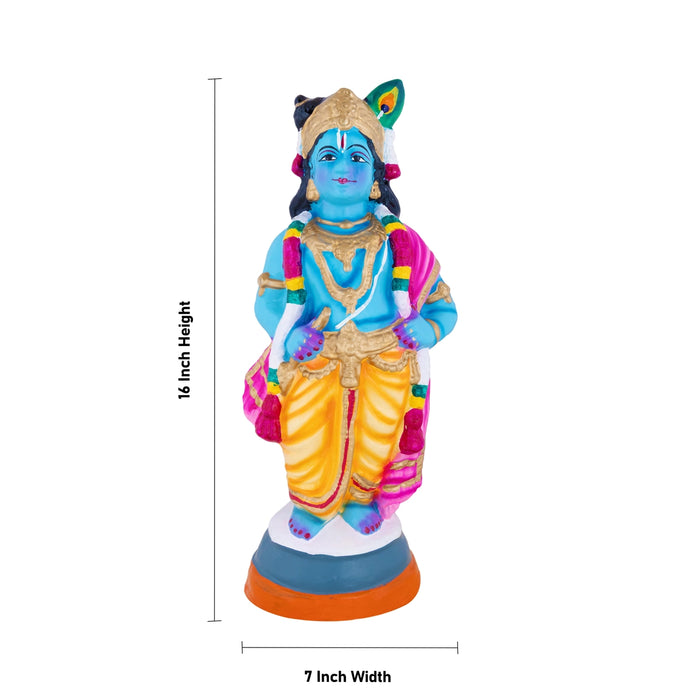 Vithoba Krishna Clay Golu Bommai - 16 x 7 Inches | Giri Golu doll/ Navaratri Kolu Bomma/ Gombe/ Bommalu