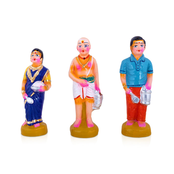 Sappadu Clay Golu Bommai Set – 6.5 x 2 Inches | Giri Golu Doll / Navaratri Golu Bommalu / Dasara Doll