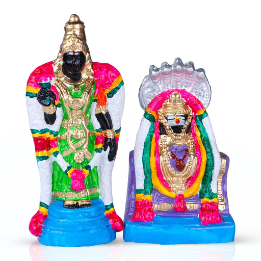 Annamalaiyar Unnamalai Clay Golu Bommai Pair - 8 x 3 Inches | Giri Golu Doll/Navaratri Golu Bomma/Dasara Bommalu - Clay Golu Bommai | Giri USA