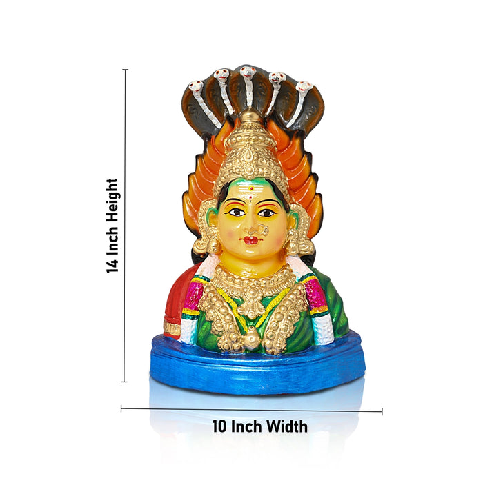 Karumari Amman Clay Golu Bommai - 14 x 10 Inches | Giri Golu Doll/ Navaratri Golu Bomma/Gombe/Bommai