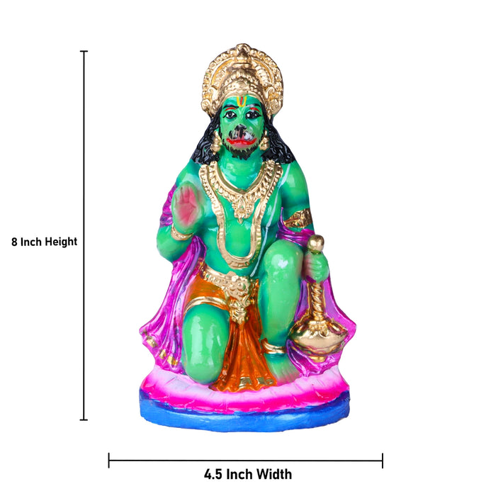 Hanuman Clay Golu Bommai - 8 x 4.5 Inches | Giri Golu Doll/ Navaratri Golu Bomma/Gombe/Bommai