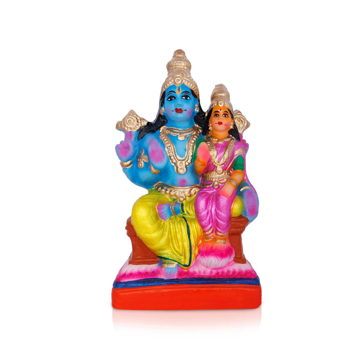 Lakshmi Narayanan Clay Golu Bommai - 10 X 5 Inches | Navaratri Golu Gombe/ Giri Golu Doll/ Navratri Decoration