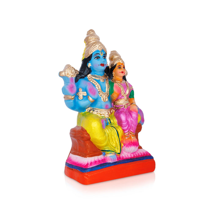 Lakshmi Narayanan Clay Golu Bommai - 10 X 5 Inches | Navaratri Golu Gombe/ Giri Golu Doll/ Navratri Decoration