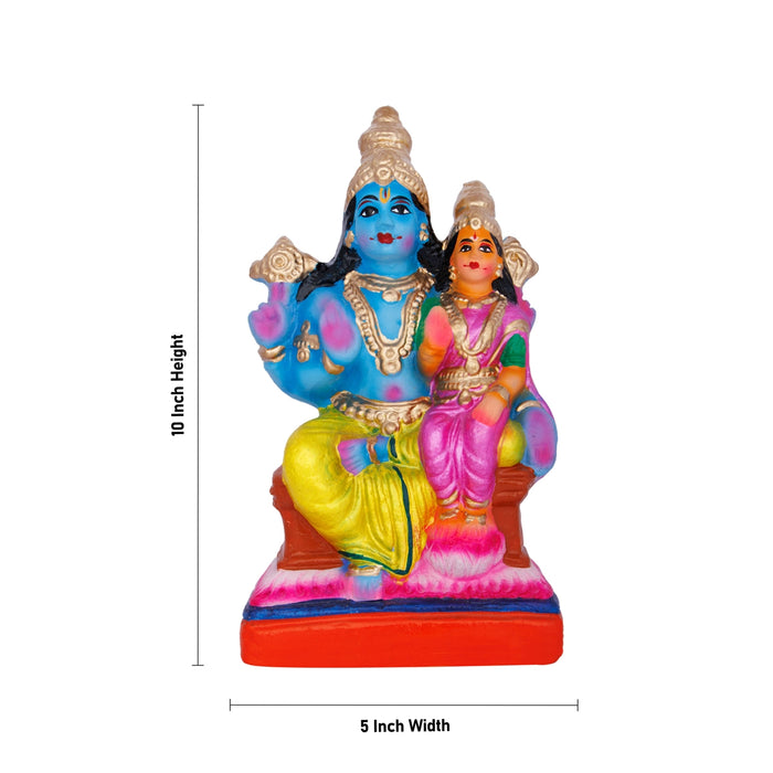 Lakshmi Narayanan Clay Golu Bommai - 10 X 5 Inches | Navaratri Golu Gombe/ Giri Golu Doll/ Navratri Decoration