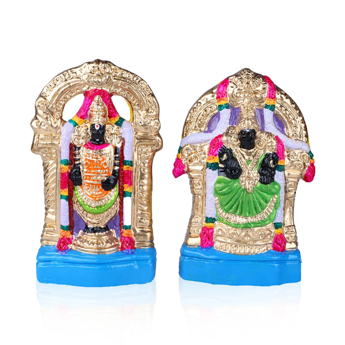 Perumal Thayar Clay Golu Bommai Pair - 8 x 3.5 Inches | Giri Golu Doll/ Navaratri Golu Bomma/Gombe/Bommai