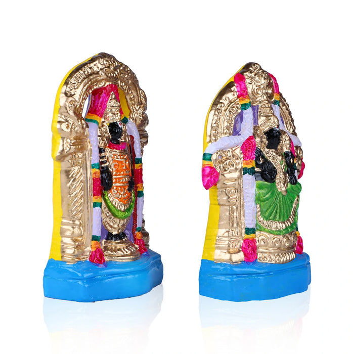 Perumal Thayar Clay Golu Bommai Pair - 8 x 3.5 Inches | Giri Golu Doll/ Navaratri Golu Bomma/Gombe/Bommai