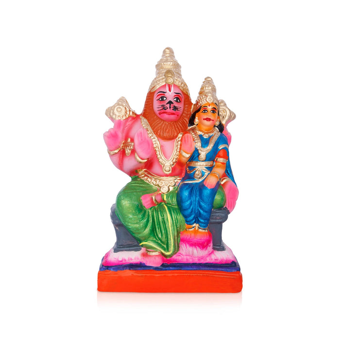 Lakshmi Narasimha Idol Clay Golu Bommai - 9.5 X 5 Inches | Giri Golu Doll/ Navaratri Gombe/ Navratri Decor