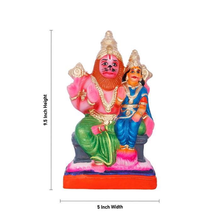 Lakshmi Narasimha Idol Clay Golu Bommai - 9.5 X 5 Inches | Giri Golu Doll/ Navaratri Gombe/ Navratri Decor
