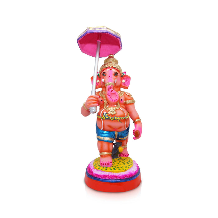 Ganesh Murti With Kudai Paper Mache Golu Bommai- 17 X 6.5 Inches | Navaratri Gombe/Giri Golu Doll/Navratri Decor