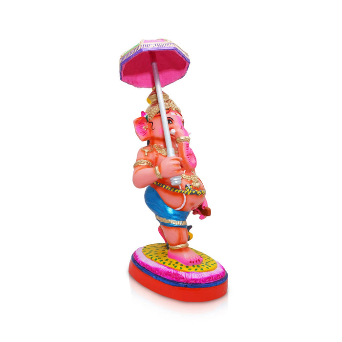 Ganesh Murti With Kudai Paper Mache Golu Bommai- 17 X 6.5 Inches | Navaratri Gombe/Giri Golu Doll/Navratri Decor