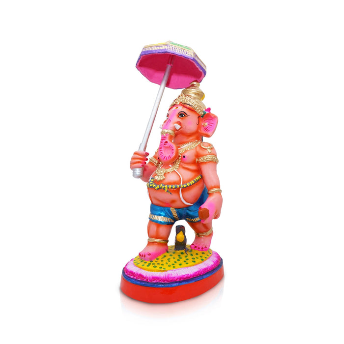 Ganesh Murti With Kudai Paper Mache Golu Bommai- 17 X 6.5 Inches | Navaratri Gombe/Giri Golu Doll/Navratri Decor