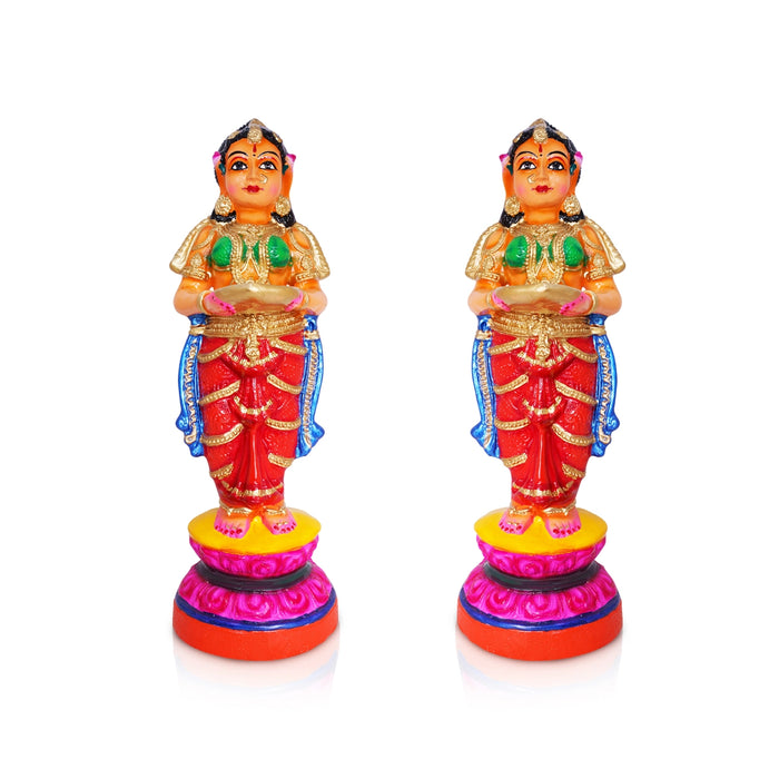 Pavai Vilakku Paper Mache Golu Bommai Pair - 24 X 7 Inches | Giri Golu Doll/ Navaratri Gombe/ Navratri Decor